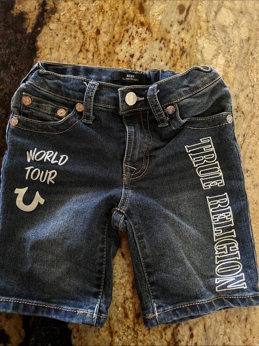 True Religion Kids Dark Indigo Denim 'World Tour' Shorts